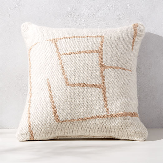 Faro Natural and White Outdoor Throw Pillow 20''