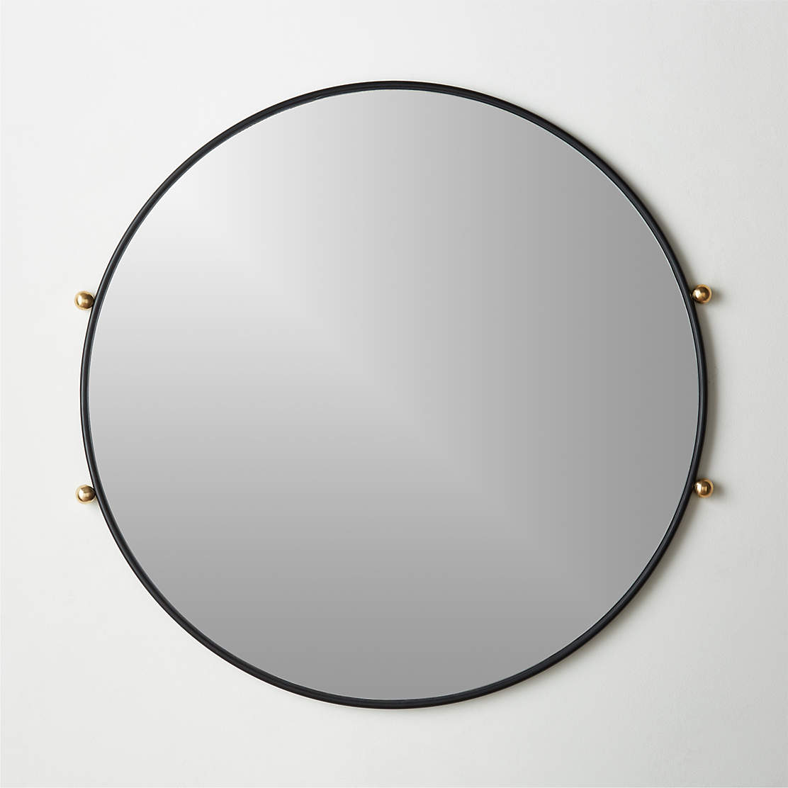 Mimi Round Black Modern Wall Mirror 24