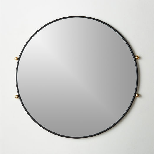Farren Black Round Wall Mirror 30"