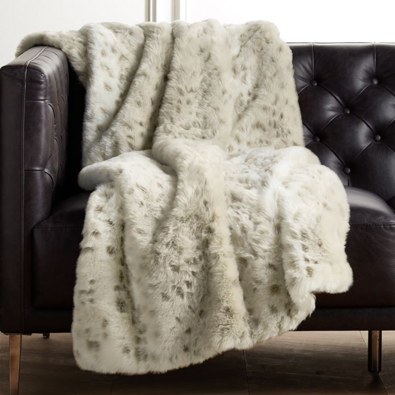 View Snow Leopard Faux Fur Throw Blanket details
