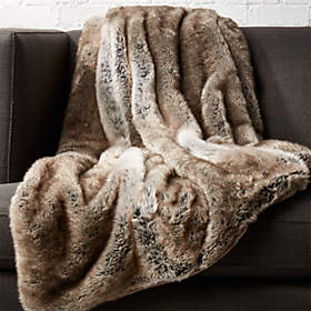Channel Oat Faux Fur Throw Blanket | CB2 Canada