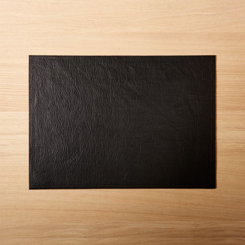 Buy Set of 4 Black Reversible Faux Leather Placemats and Coasters