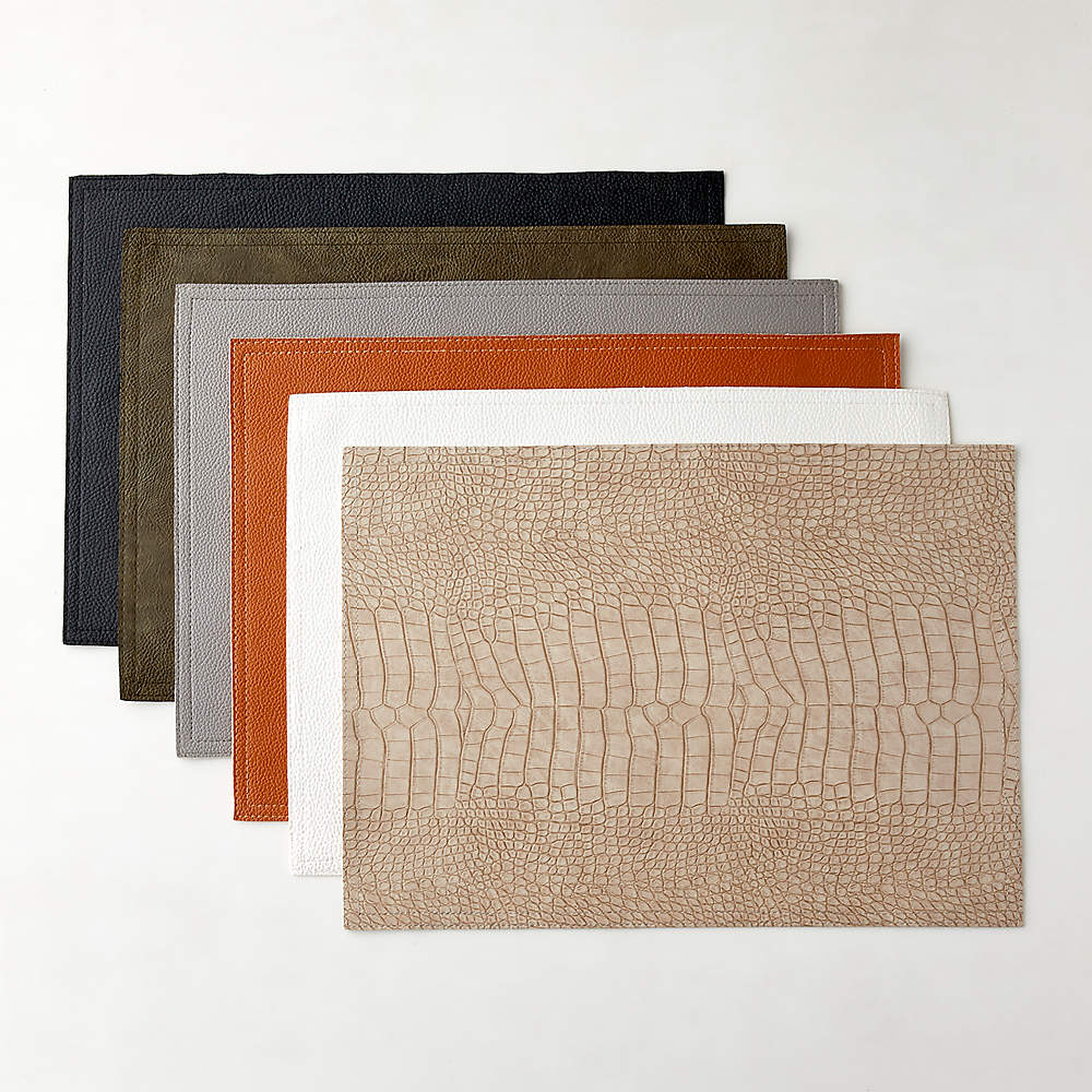 Modern Taupe Faux Crocodile Leather Placemat + Reviews, CB2