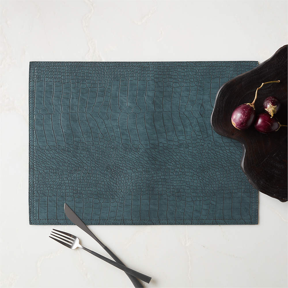 Modern Taupe Faux Crocodile Leather Placemat + Reviews