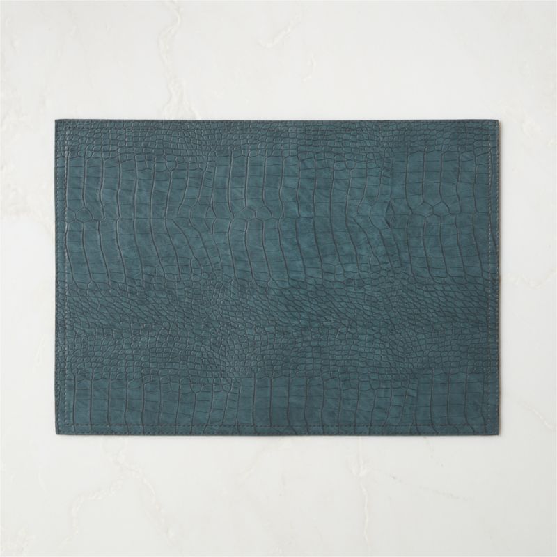 View Slate Blue Faux Crocodile Leather Placemat details
