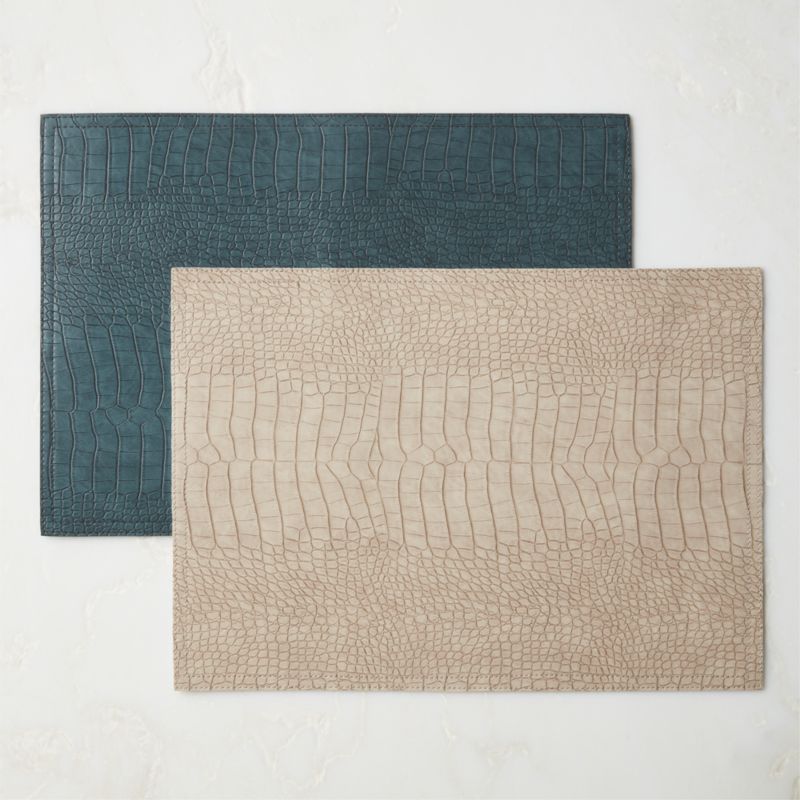 Slate Blue Faux Crocodile Leather Placemat - image 3 of 4