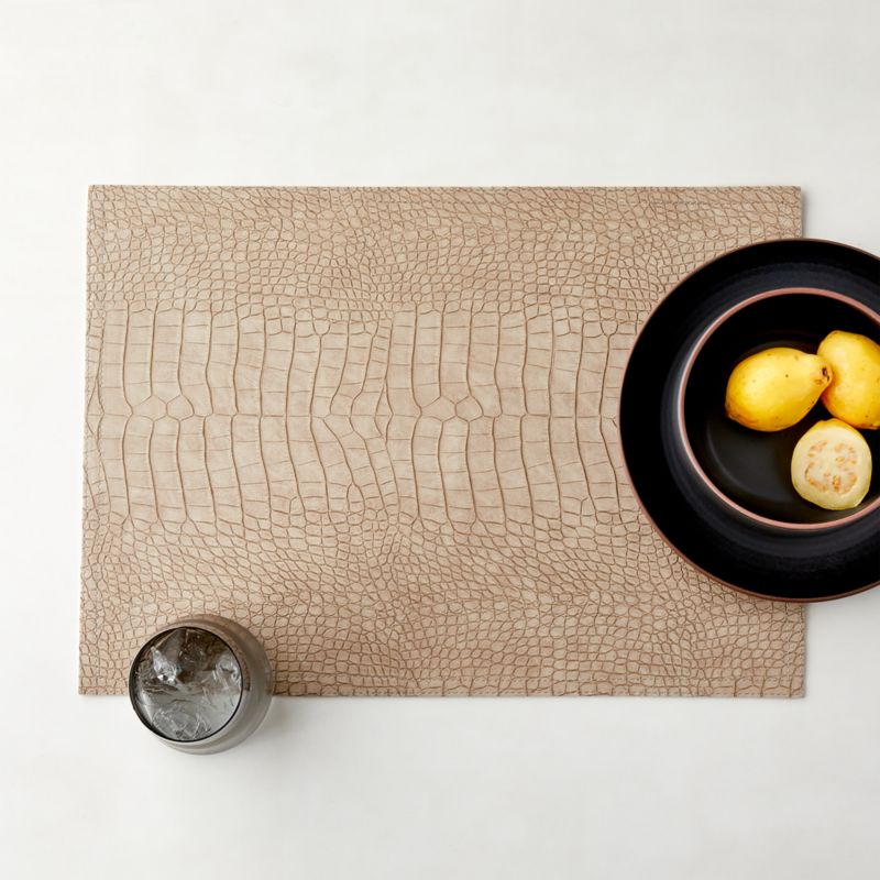 Faux-Leather Taupe Croc Rectangle Placemat - image 1 of 4