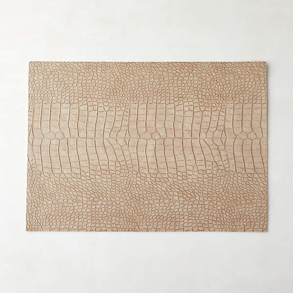 Modern Taupe Faux Crocodile Leather Placemat + Reviews