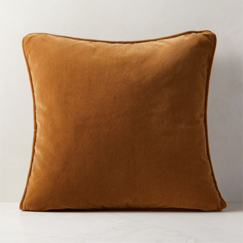 View 23" Camel Faux Mohair Throw Pillow With Feather-Down Insert details