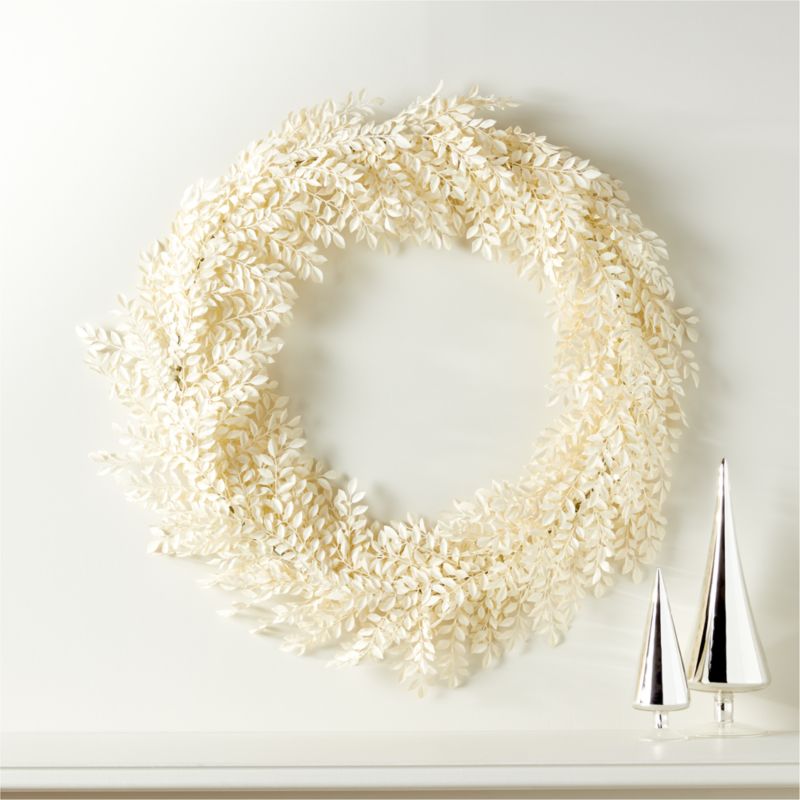 White Faux Ruscus Wreath 30" - image 0 of 2