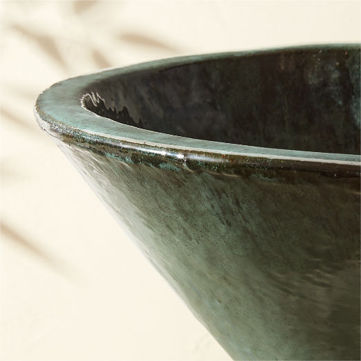 Favana Green Reactive Glazed Ceramic Indoor/Outdoor Planter Bowl Large