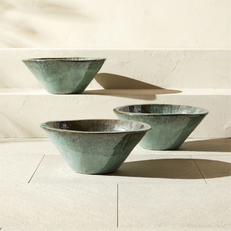 Favana Green Reactive Glazed Ceramic Indoor/Outdoor Planter Bowl Large - image 5 of 9