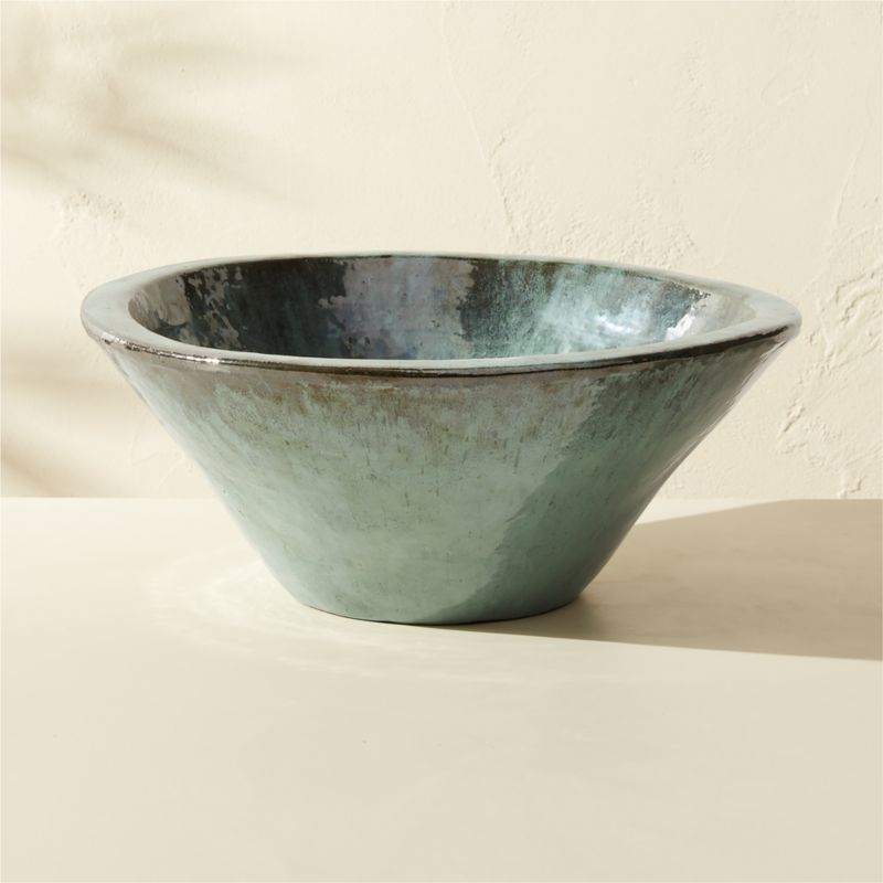 Favana Green Reactive Glazed Ceramic Indoor/Outdoor Planter Bowl Large - image 3 of 9