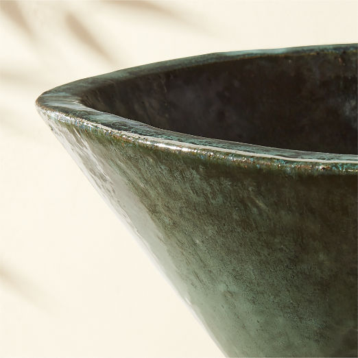 Favana Green Reactive Glazed Ceramic Indoor/Outdoor Planter Bowl Small