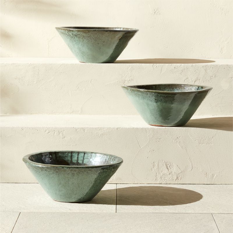 Favana Green Reactive Glazed Ceramic Indoor/Outdoor Planter Bowl Small - image 5 of 9