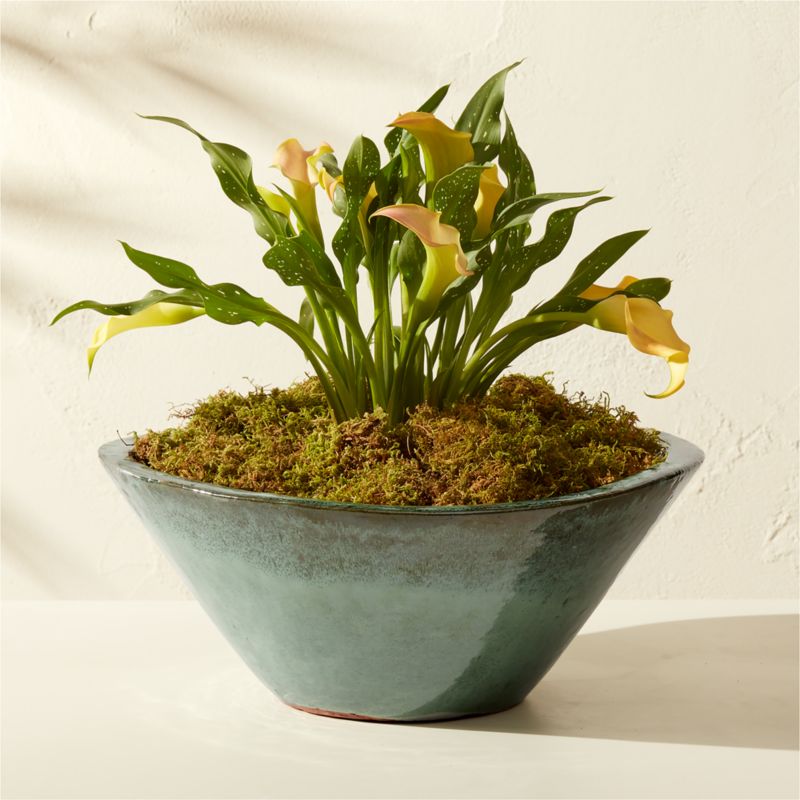 View Favana Green Reactive Glazed Ceramic Indoor/Outdoor Planter Bowl Small details