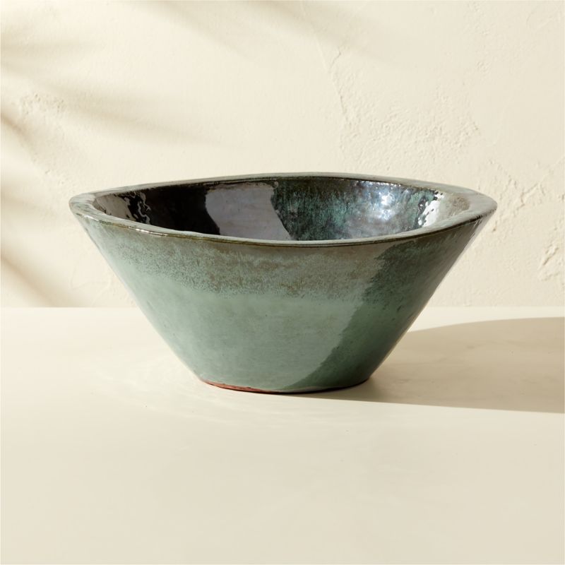 Favana Green Reactive Glazed Ceramic Indoor/Outdoor Planter Bowl Small - image 3 of 9