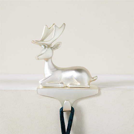 Fawn Pewter Cast Aluminum Christmas Stocking Holder