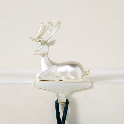 Fawn Pewter Cast Aluminum Christmas Stocking Holder