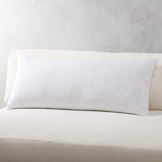 White 36x16 Laundered Linen Decorative Throw Pillow with Feather
