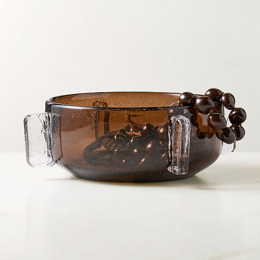 Felena Handblown Brown Glass Decorative Bowl