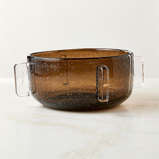 Felena Handblown Brown Glass Decorative Bowl