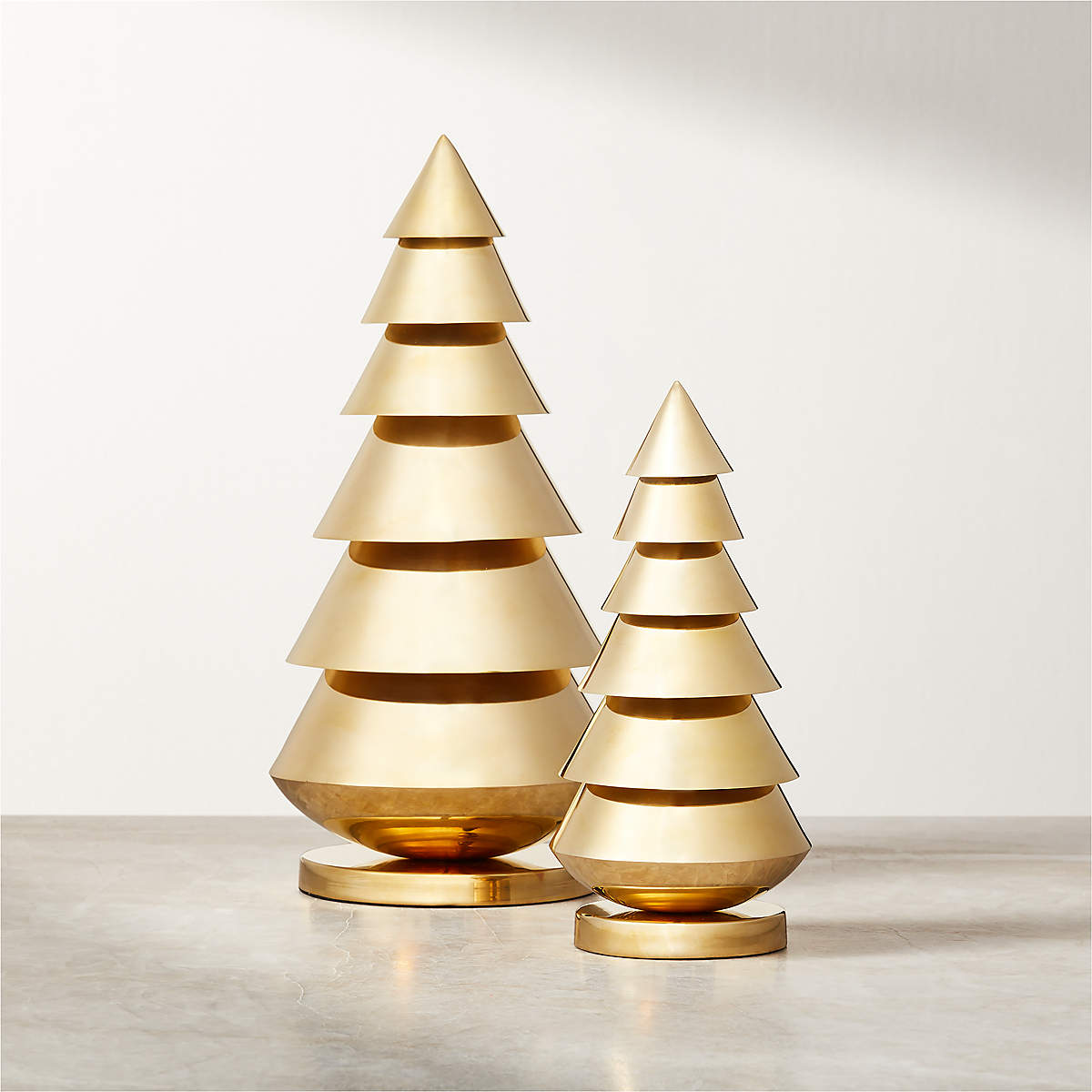 Felix Polished Brass Christmas Trees Set of 2 CB2