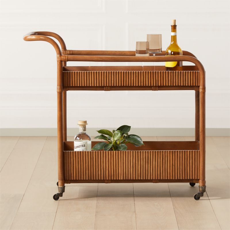 CB2 - September Catalog 2021 - Feliz Rattan Bar Cart