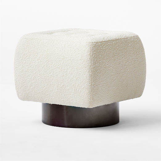 Fells Small Tufted Ottoman Luca Storm by Kravitz Design