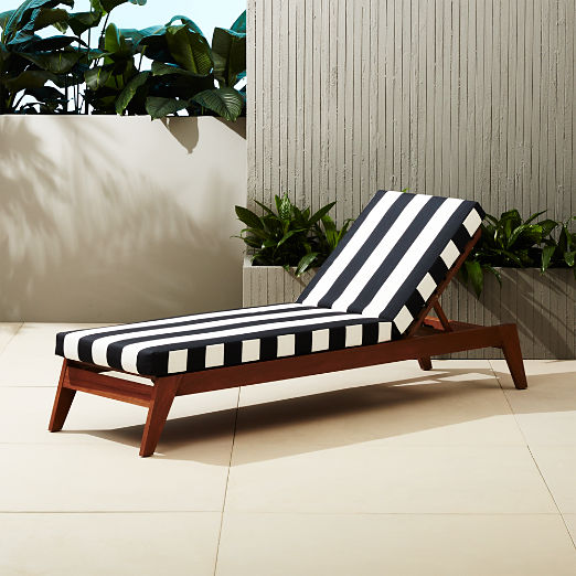 Outdoor Cushions Cb2 Filaki Lounger With Black And White Stripe Cushion