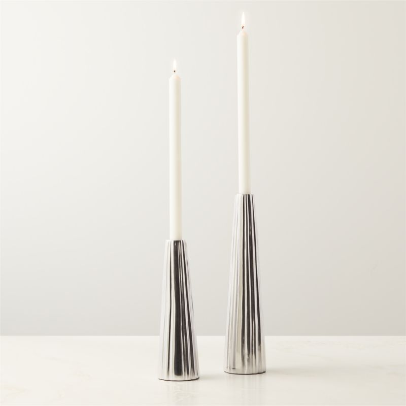 Filla Polished Cast Aluminum Taper Candle Holders - image 0 of 5