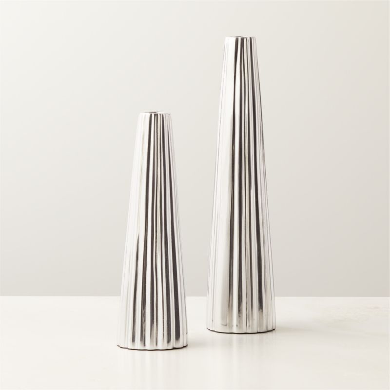 Filla Polished Cast Aluminum Taper Candle Holders - image 1 of 5