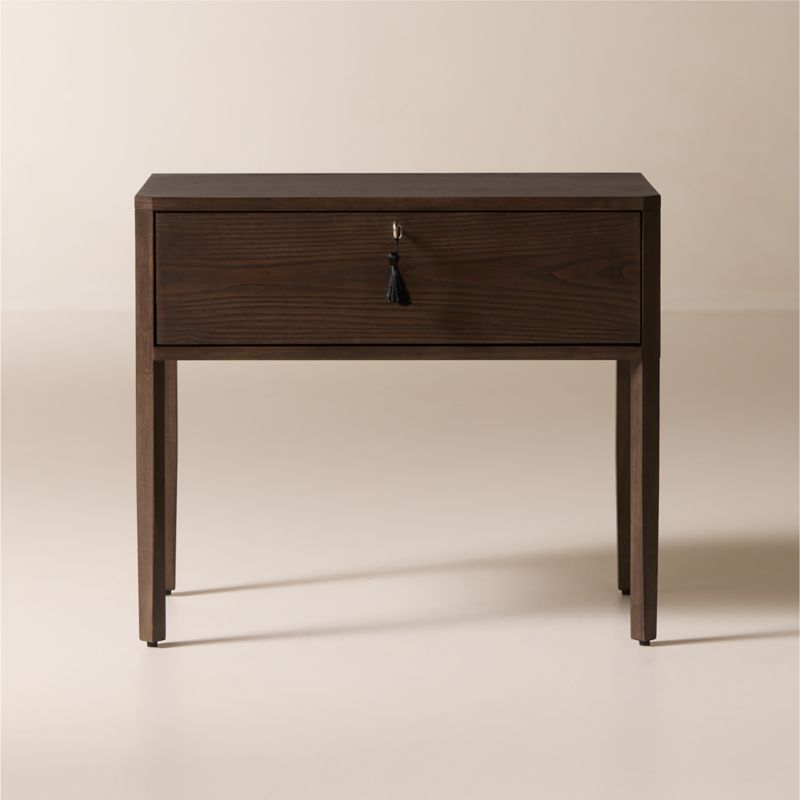 Viewing product image Fillmore Dark Ash Wood Nightstand with Drawer - image 1 of 10