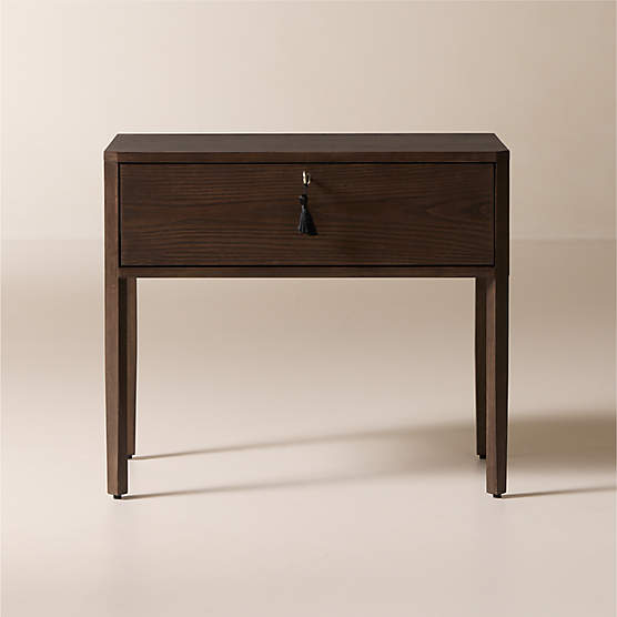 Fillmore Dark Ash Wood Nightstand with Drawer