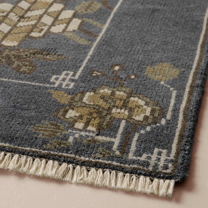 Fiora Hand-Knotted Distressed Navy Charcoal  New Zealand Wool Runner Rug 2.5'x8' - image 2 of 4