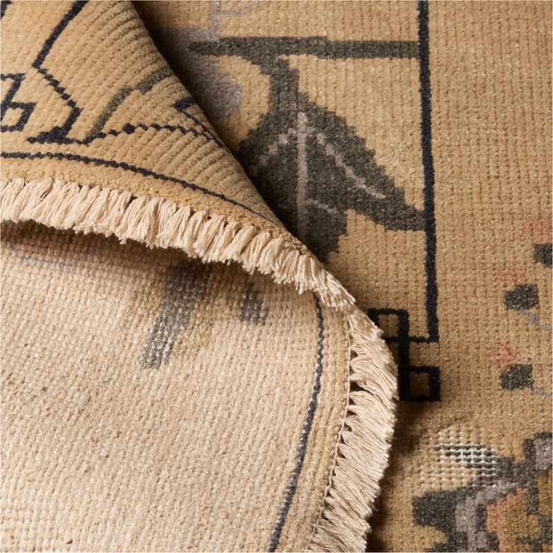 Fiora Hand-Knotted Distressed Light Brown New Zealand Wool Runner Rug 3.5'x12' - image 3 of 4