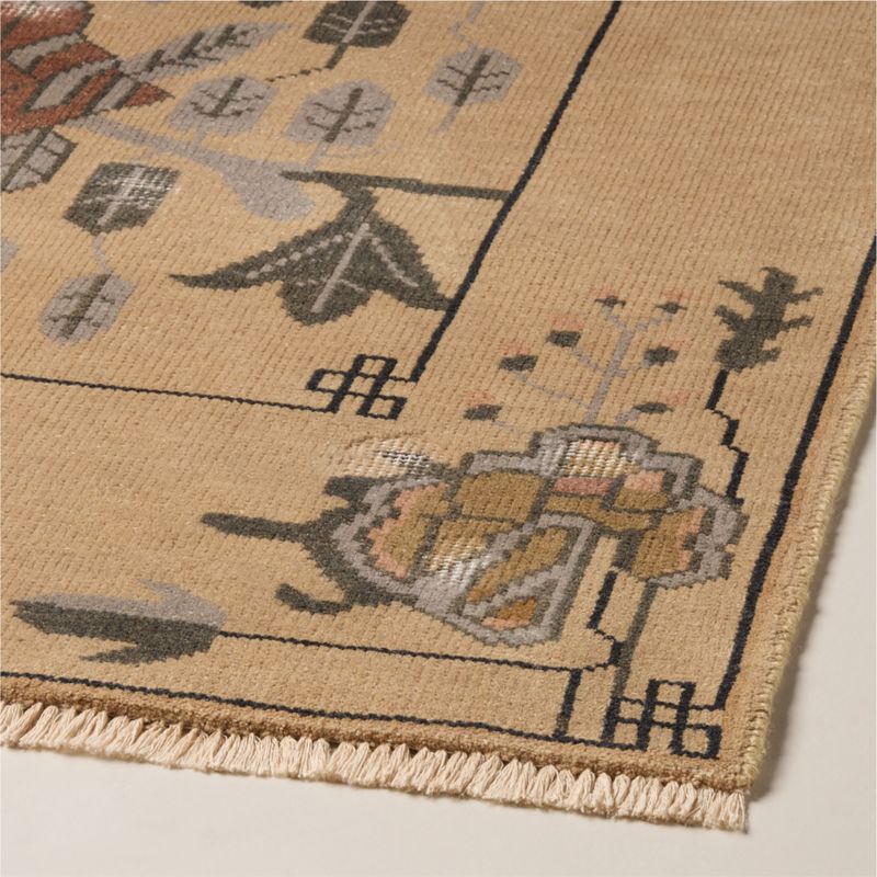 Fiora Hand-Knotted Distressed Light Brown New Zealand Wool Runner Rug 3.5'x12' - image 2 of 4