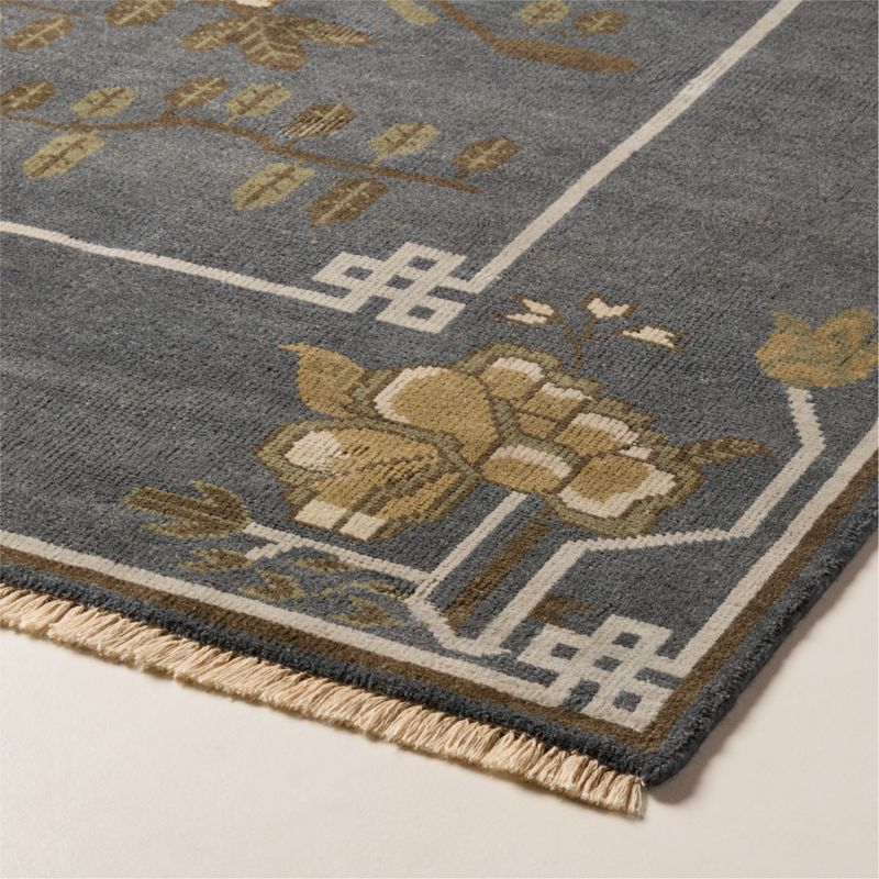 Fiora Hand-Knotted Distressed Navy CharcoalNew Zealand Wool Area Rug 8'x10' - image 3 of 6