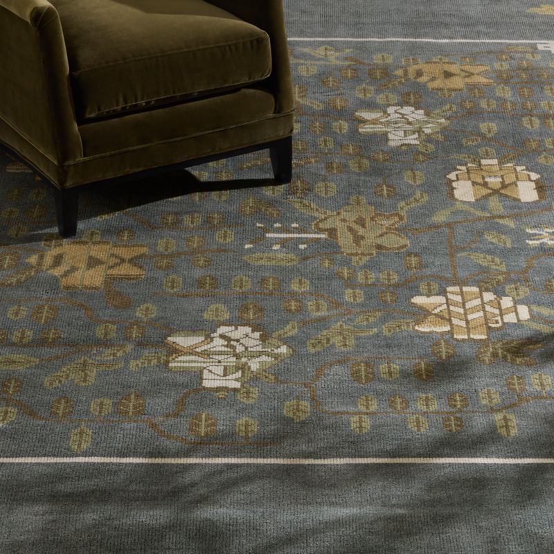 Fiora Hand-Knotted Distressed Navy CharcoalNew Zealand Wool Area Rug 8'x10' - image 4 of 6