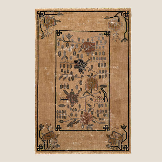 Fiora Hand-Knotted Light Brown New Zealand Wool Area Rug 6'x9'