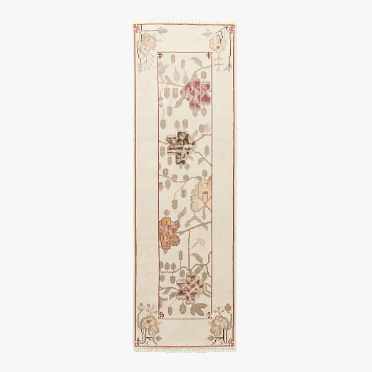 Fiora Hand-Knotted Warm White New Zealand Wool Runner Rug 2.5'x8'