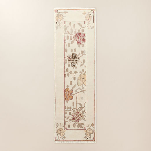 Fiora Hand-Knotted Warm White New Zealand Wool Runner Rug 2.5'x8'