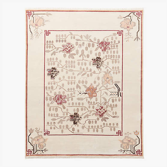 Fiora Hand-Knotted Warm White New Zealand Wool Area Rug 8'x10'