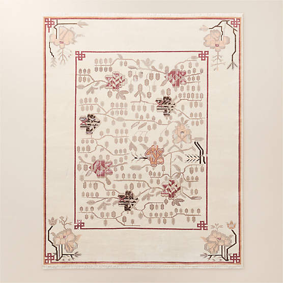 Fiora Hand-Knotted Distressed Warm White New Zealand Wool Area Rug 8'x10'