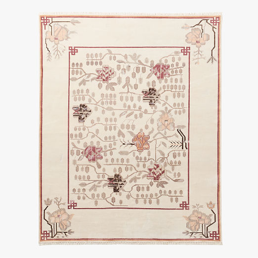 Fiora Hand-Knotted Warm White New Zealand Wool Area Rug 8'x10'