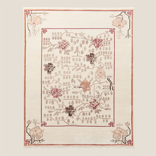 Fiora Hand-Knotted Warm White New Zealand Wool Area Rug 8'x10'