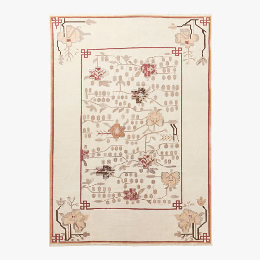 Fiora Hand-Knotted Warm White New Zealand Wool Area Rug 10'x14'