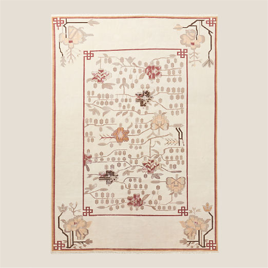 Fiora Hand-Knotted Warm White New Zealand Wool Area Rug 10'x14'