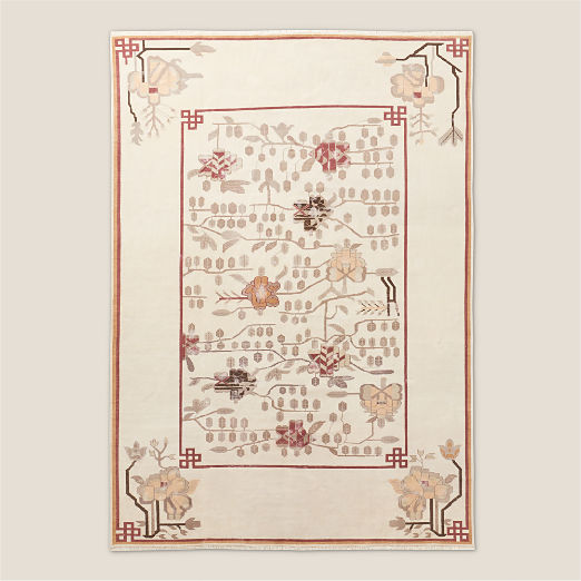 Fiora Hand-Knotted Distressed Warm White New Zealand Wool Area Rug 10'x14'