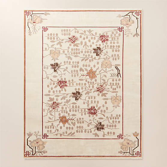 Fiora Hand-Knotted Distressed Warm White New Zealand Wool Area Rug 12'x15'